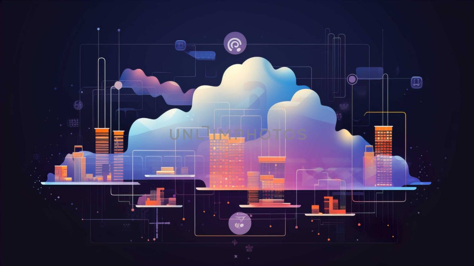   Cloud server data finance business graphic modern , Generate AI