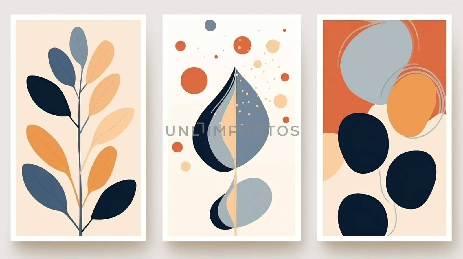 Hand drawn abstract shapes and plant motif layouts for banners, flyers, brochures, Generate AI