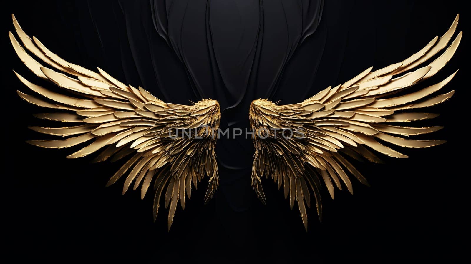 Wing gold in black background  Generate AI