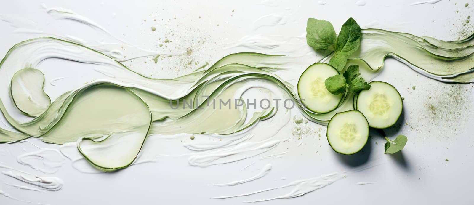Fresh Cucumber: A Natural and Healthy Spa Treatment for Green Beauty and Body Care on a Wooden Table by Vichizh
