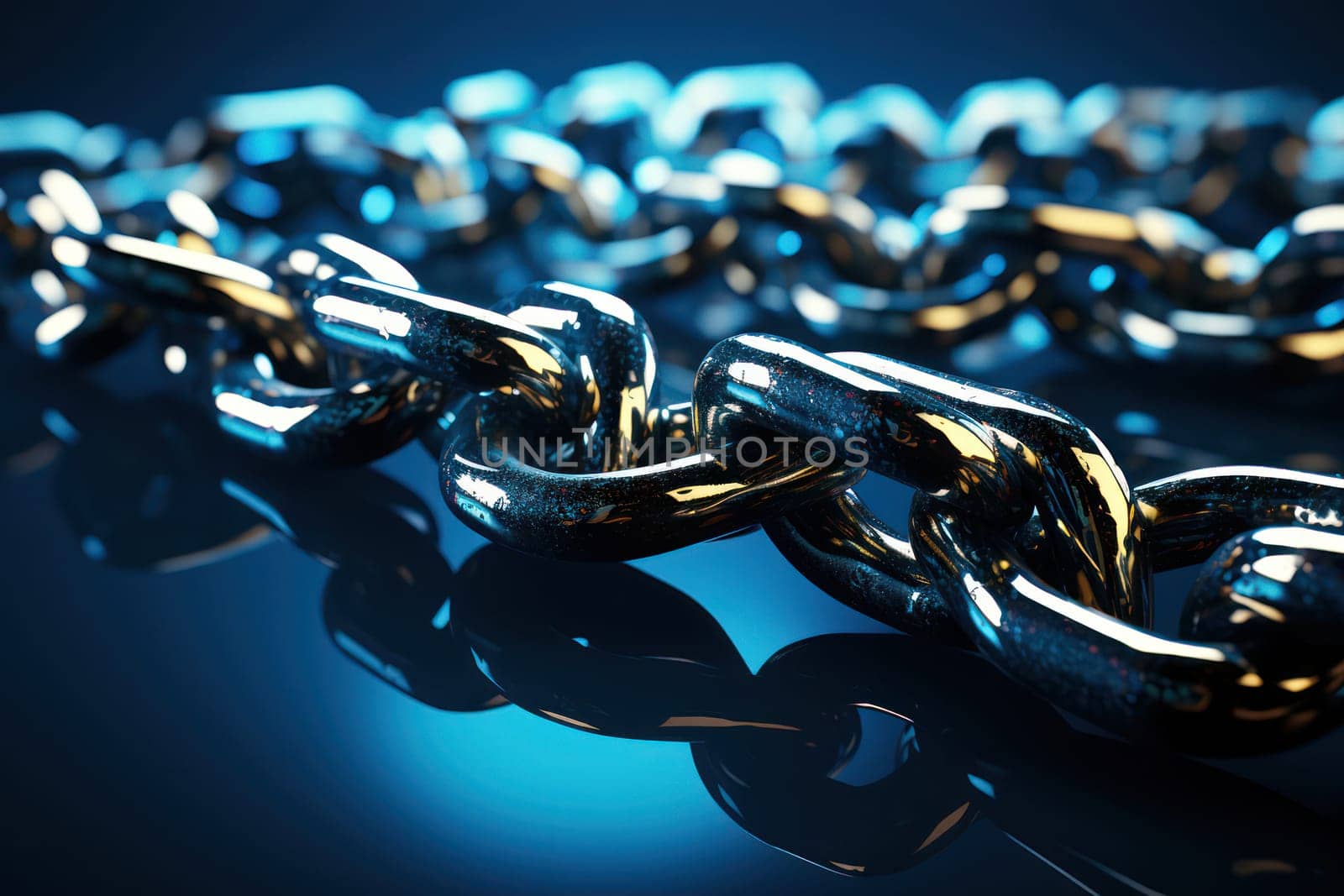 Metallic Chains of Strength and Security: Close-Up of Robust Steel Links on Rusty and Weathered Background by Vichizh