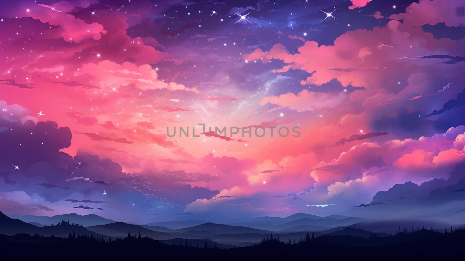 Background strikes and colorful, very aesthetic at night, shooting starlight the sky, Generate AI by Mrsongrphc