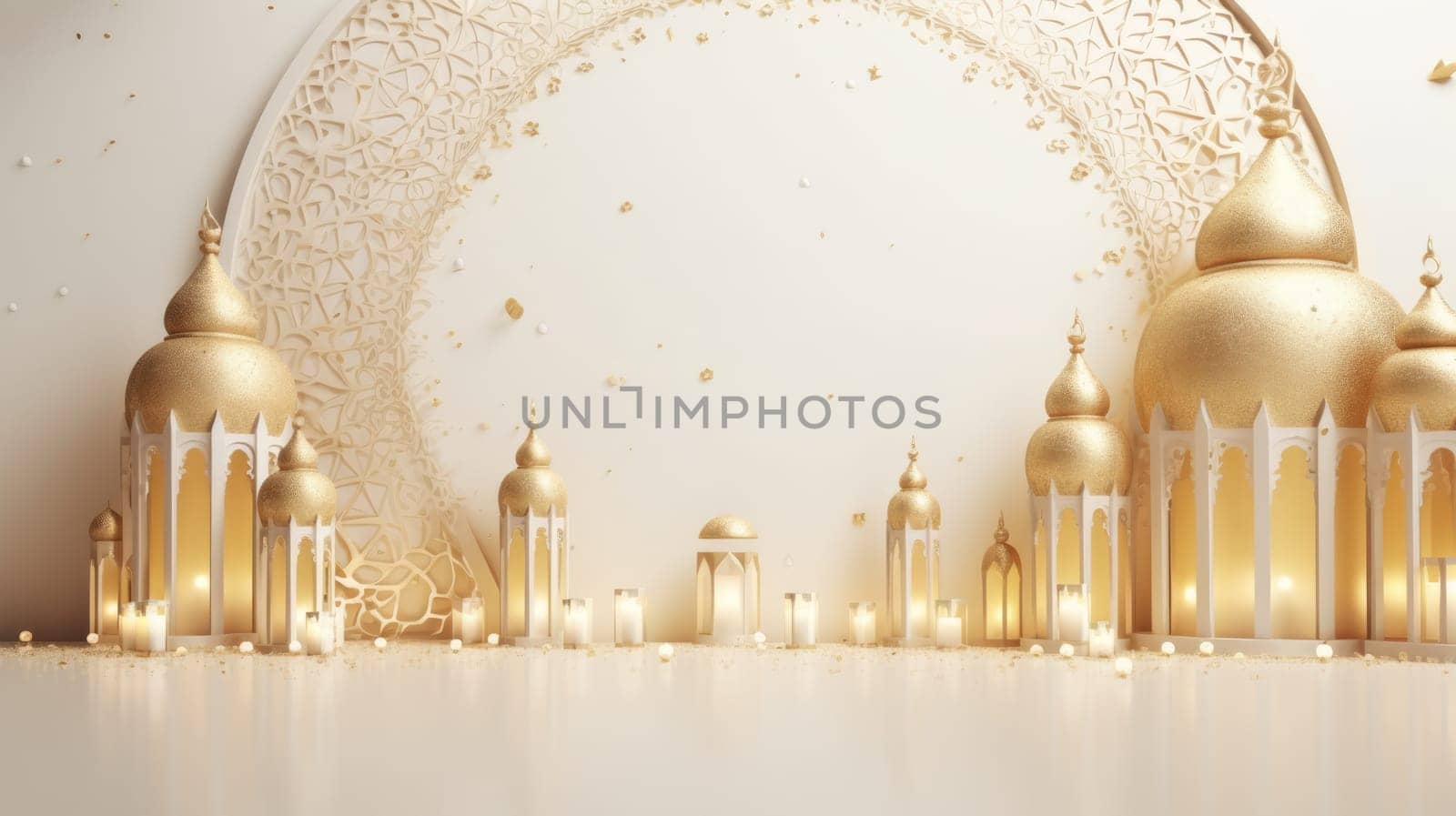 Islamic lantern golden and white luxury ramadan kareem celebration background by natali_brill