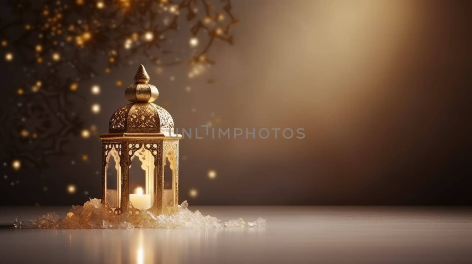Islamic lantern luxury ramadan kareem celebration background AI