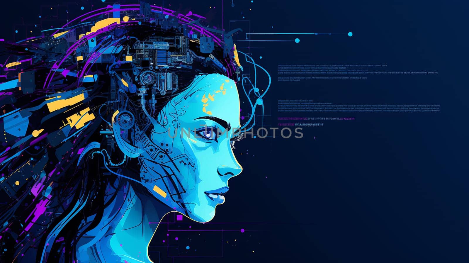 Robotic modern face Background  design graphic  Abstract cyberpunk landing page Generate AI by Mrsongrphc