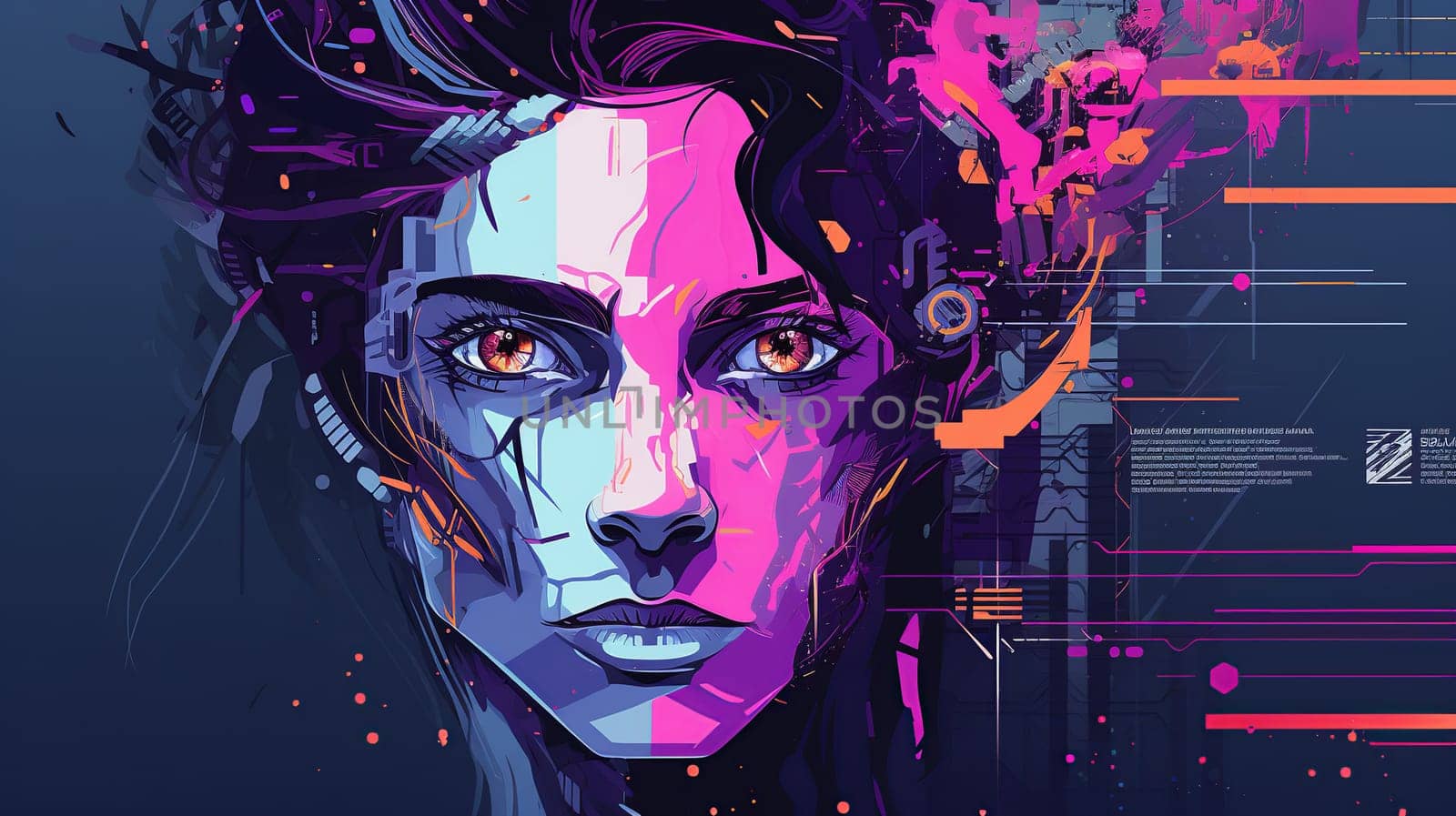 Robotic modern face Background  design graphic  Abstract cyberpunk landing page Generate AI by Mrsongrphc