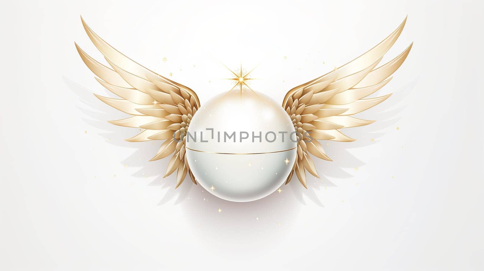 star angel wings and sphere , isolates white background Generate AI by Mrsongrphc