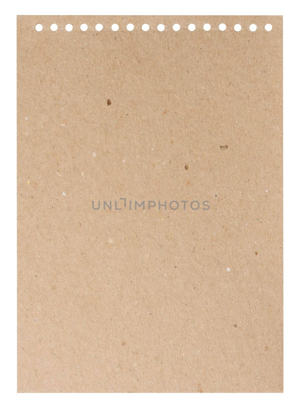 Blank cardboard brown sheet of spiral notepad on isolated background