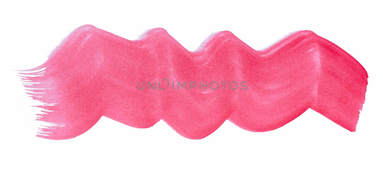Watercolor brush stroke of red paint, on a white isolated background