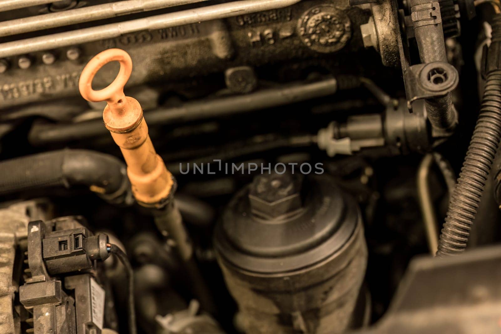 Car Engine Oil Dipstick Detail by pippocarlot