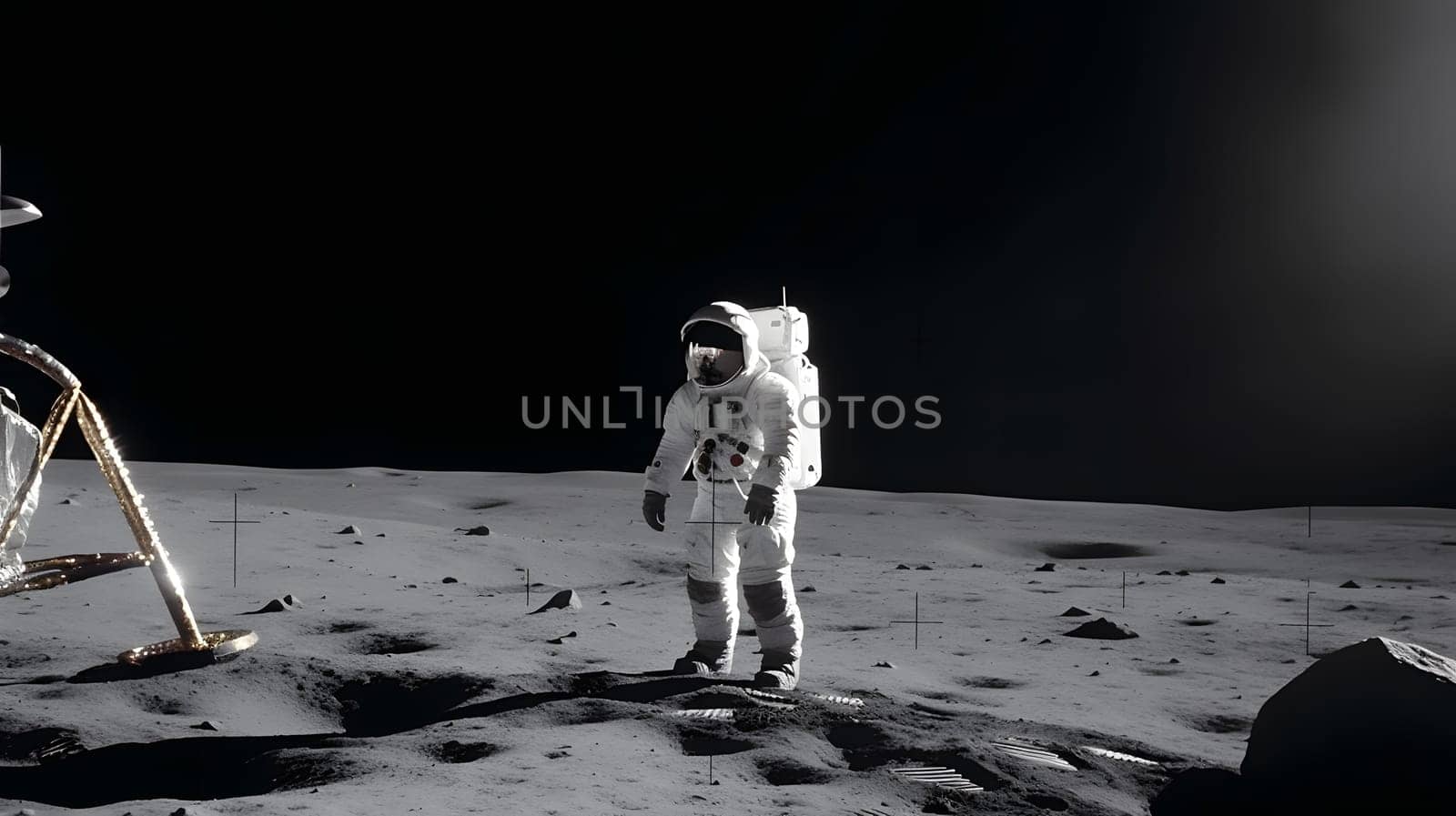 astronaut with big rover on Mars, generative AI. High quality photo