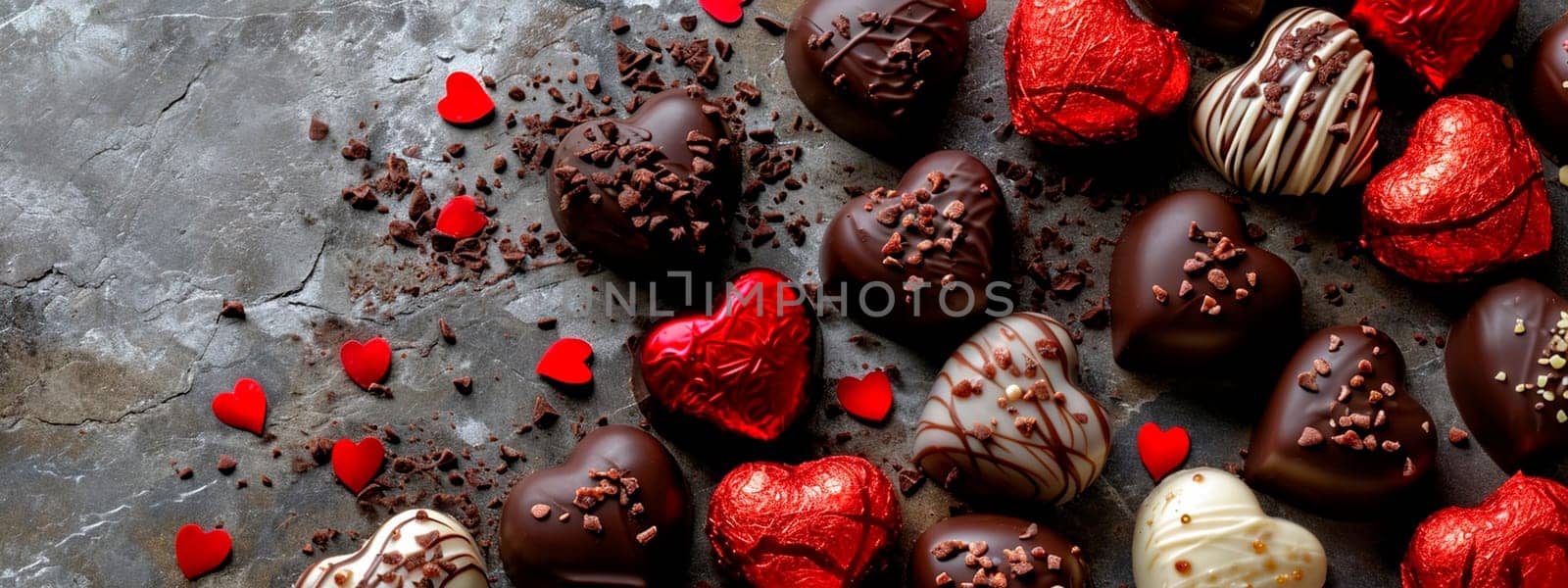 heart shaped chocolate candies. Selective focus. by yanadjana