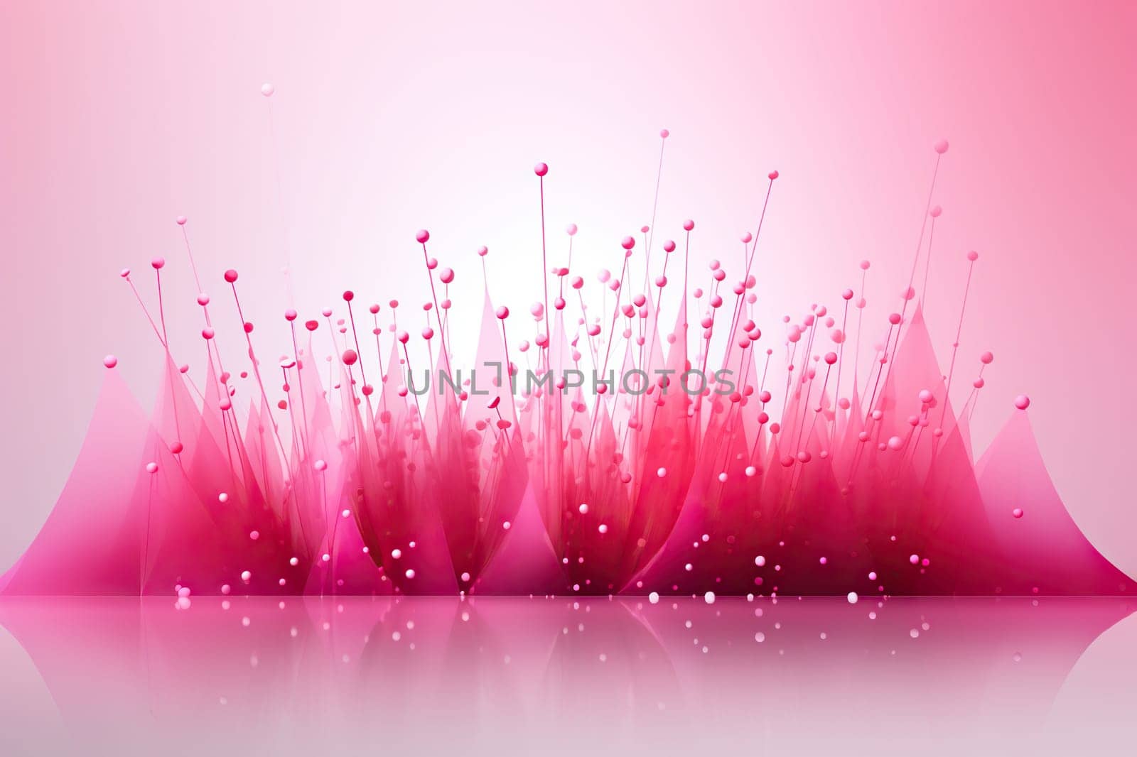 Horizontal abstract pink background with splash elements. Generated by artificial intelligence by Vovmar