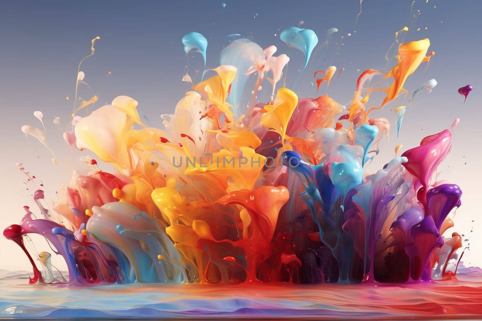 A frozen splash of red and blue colors. Abstract background.