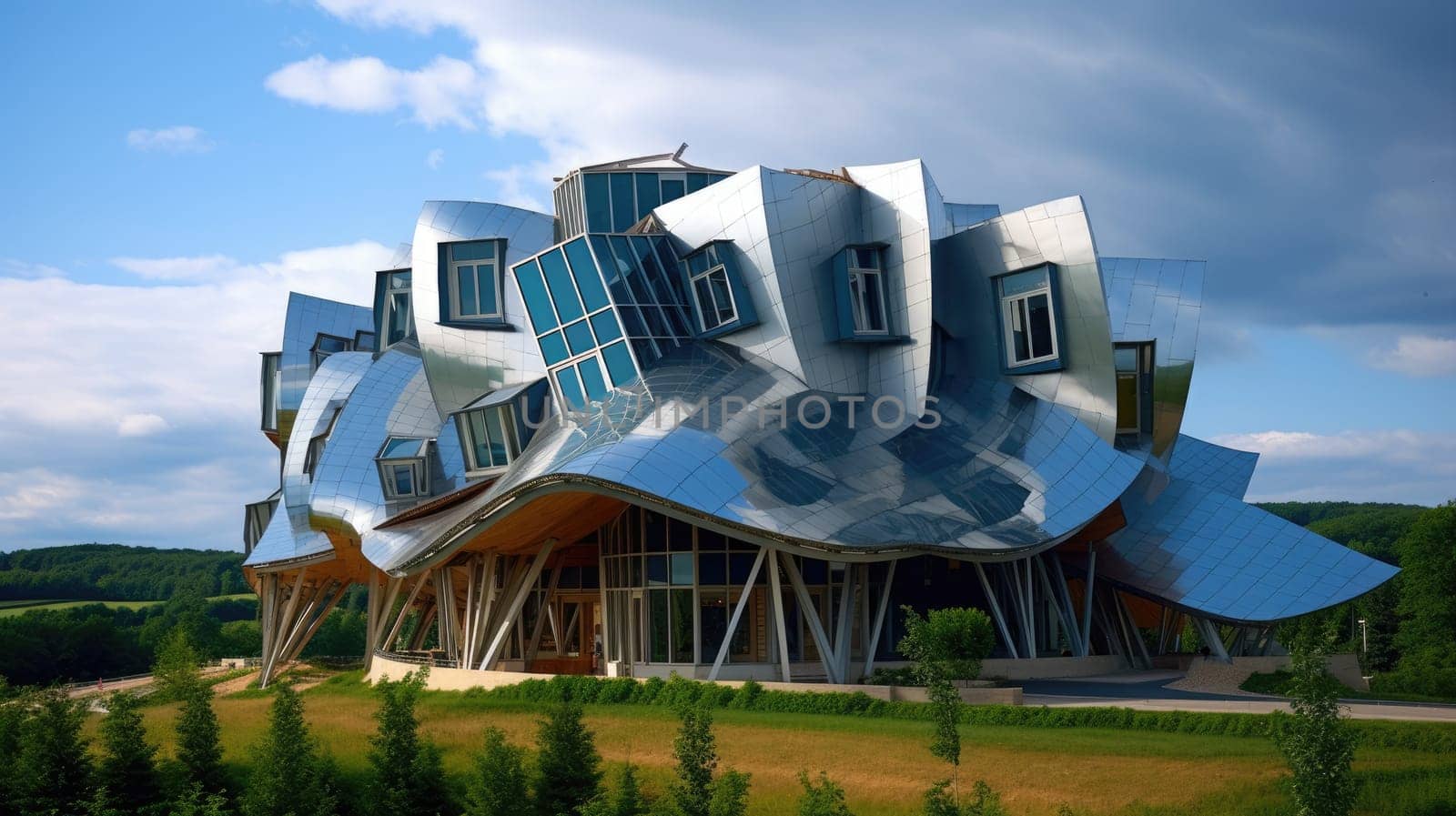 bizarre architecture of art building, creative style comeliness