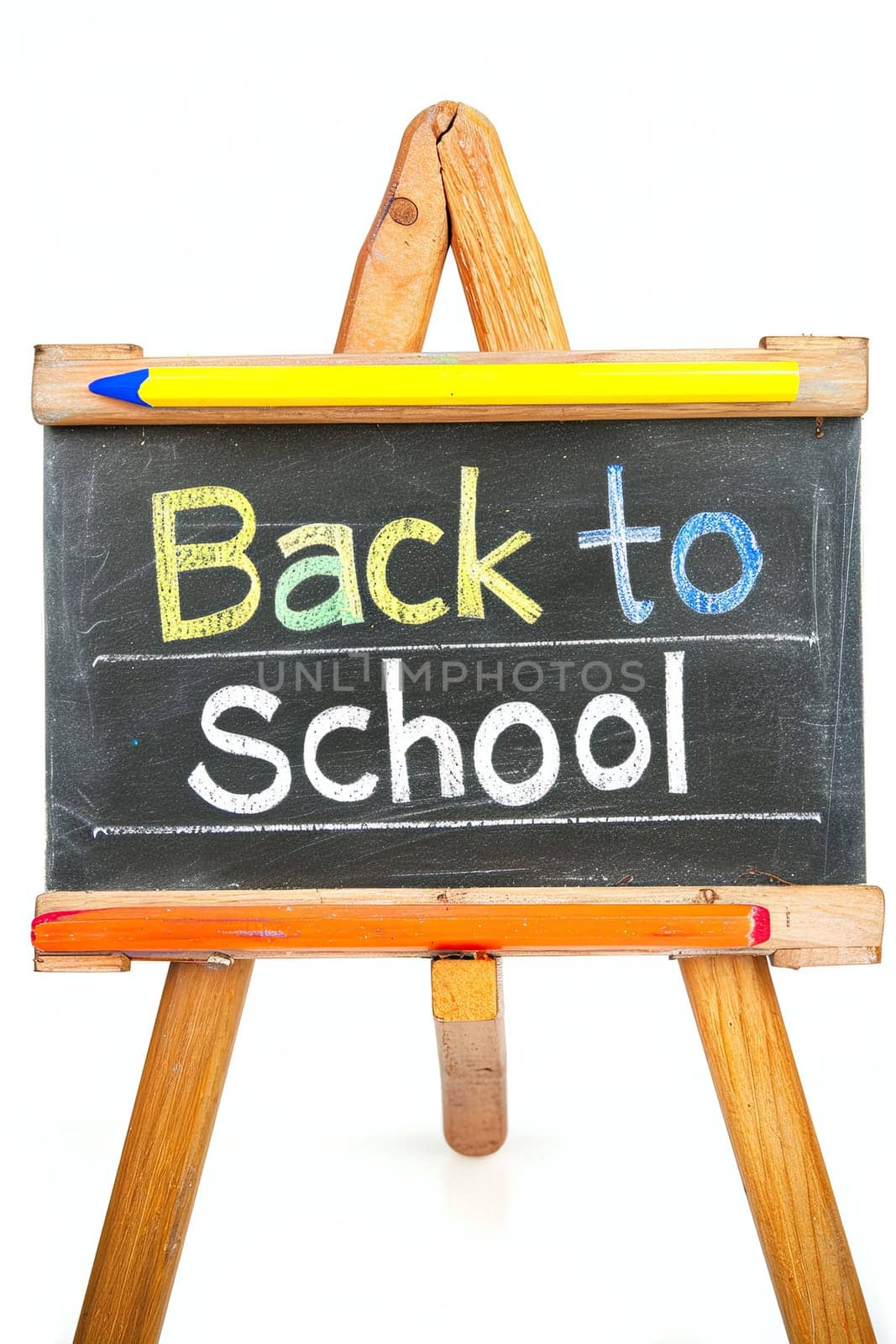 Back to school concept written on easel board and isolated on white background.