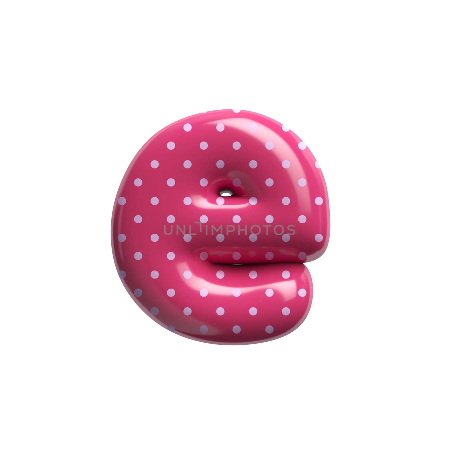 Polka dot letter E - lowercase 3d pink retro font isolated on white background. This alphabet is perfect for creative illustrations related but not limited to Fashion, retro design, decoration...