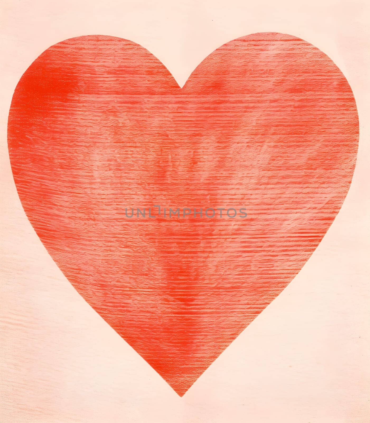 A vivid red, textured heart painted on a soft pink background - Valentine's day background by chrisroll