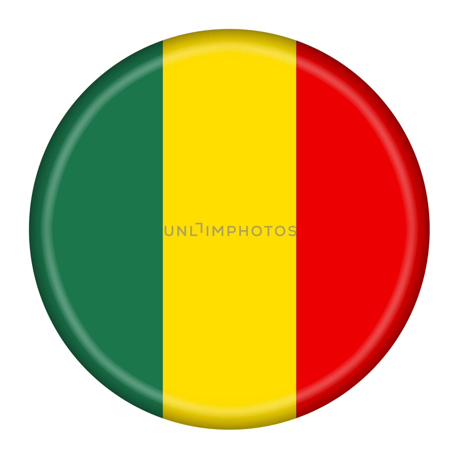 A Mali flag button 3d illustration with clipping path