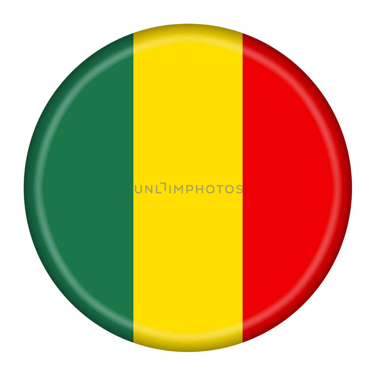 A Mali flag button 3d illustration with clipping path