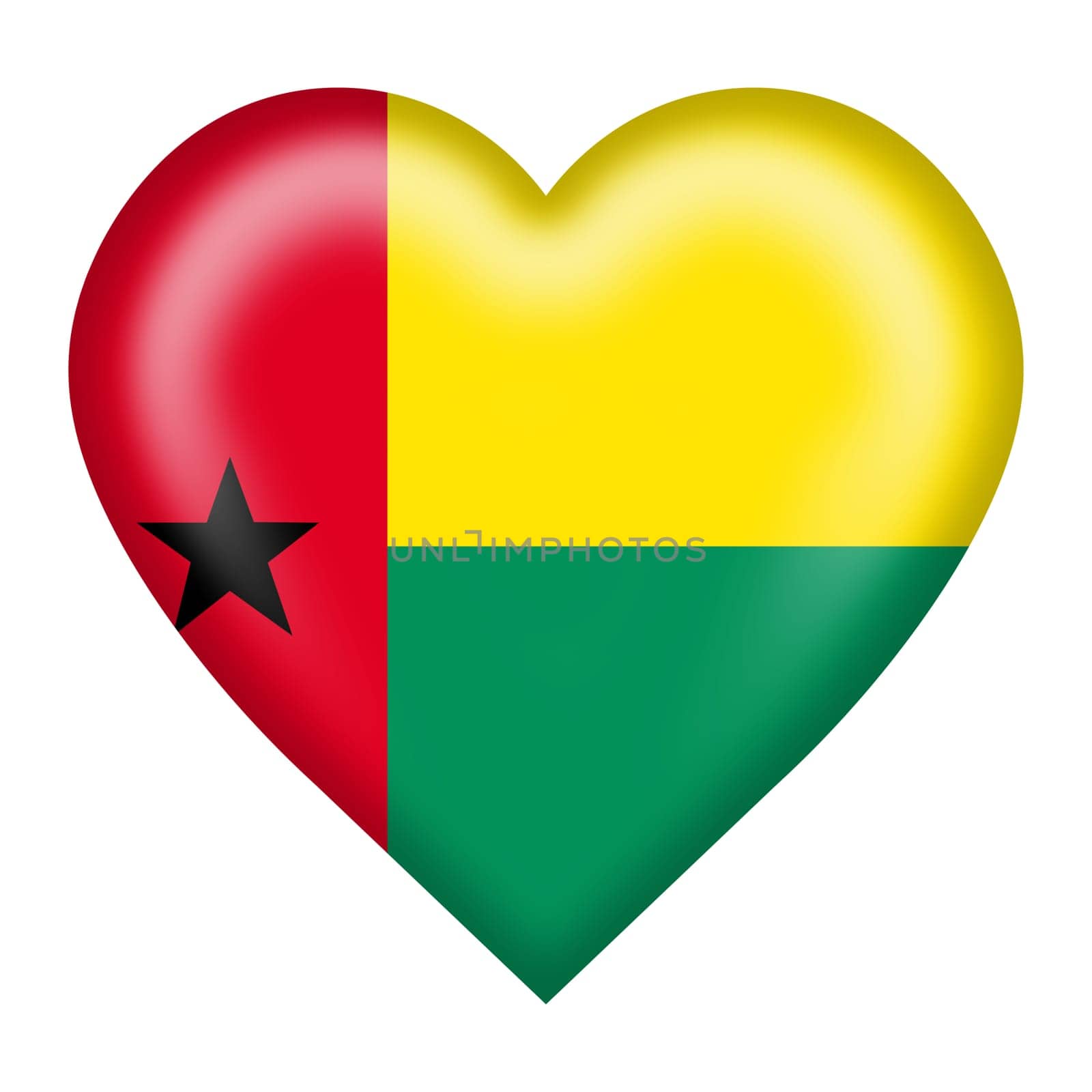 Guinea-Bissau flag heart button with clipping path by VivacityImages