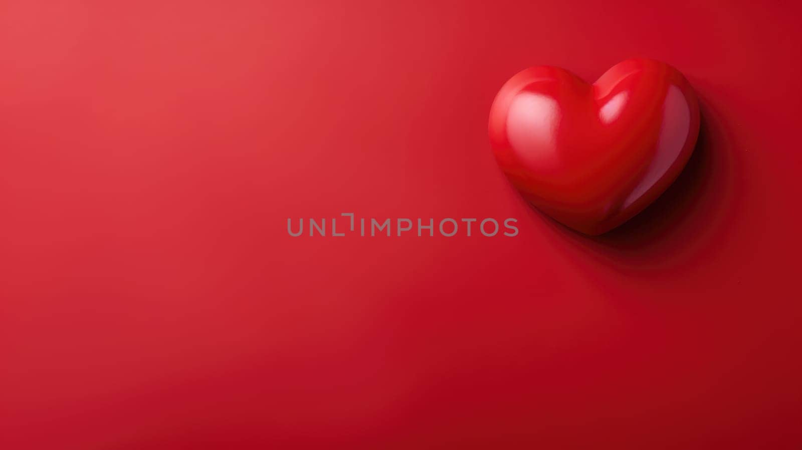 Red soft Heart Shape on red background. Valentines day background. by JuliaDorian