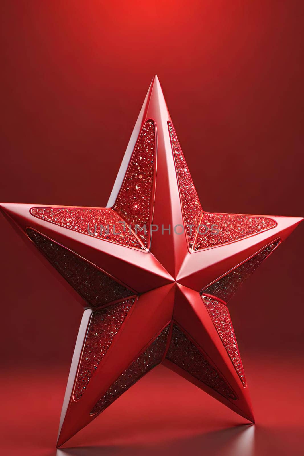 Red stars on a white background. 3d rendering. by yilmazsavaskandag
