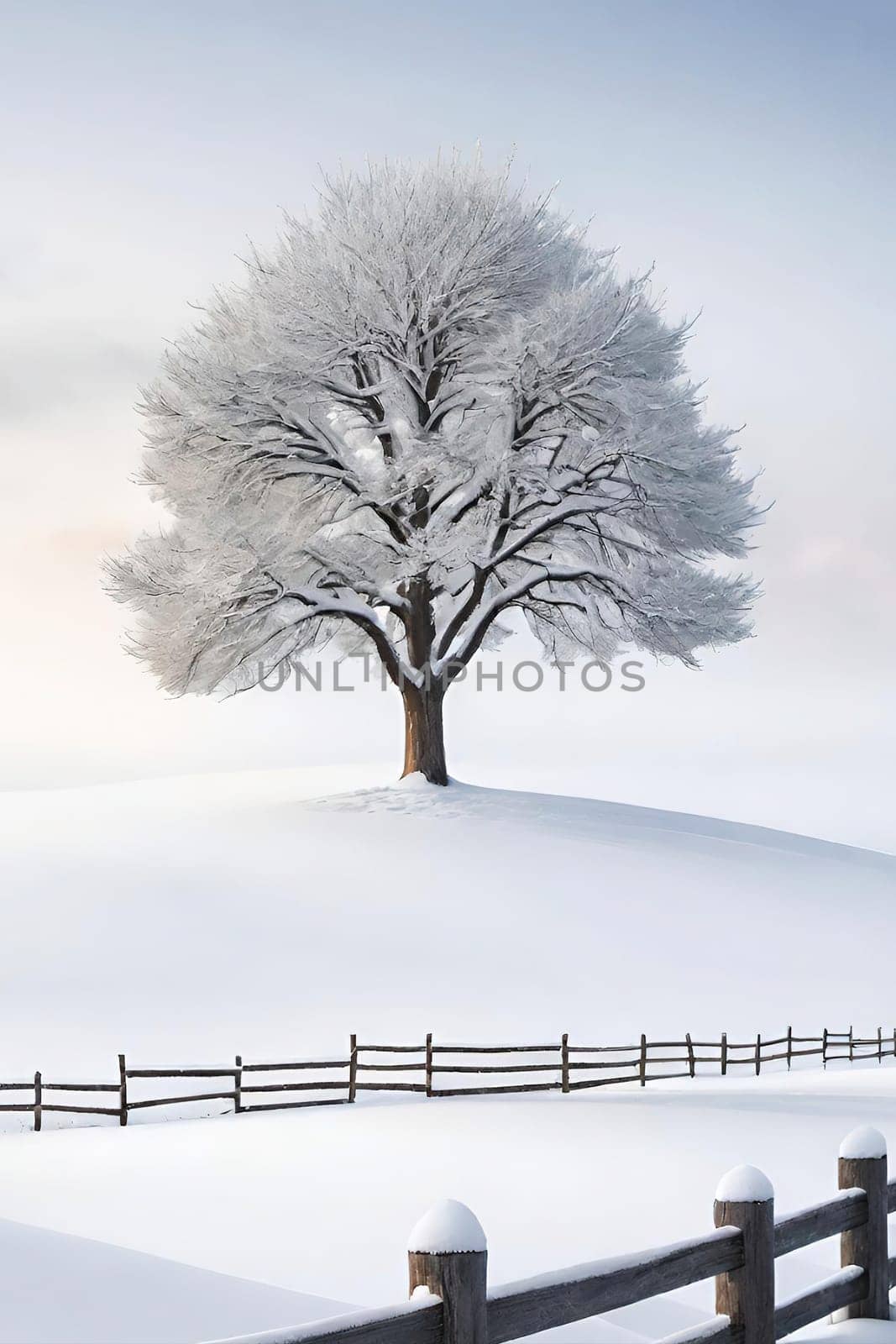 Beautiful winter landscape with frozen tree. by yilmazsavaskandag