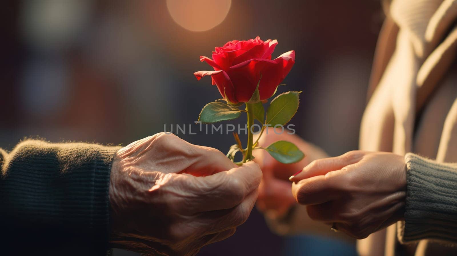 Beauty in Blooms: A Red Rose Symbolizes Love and Care, Held in the Hands of a Young Woman, Surrounded by a White Floral Bouquet