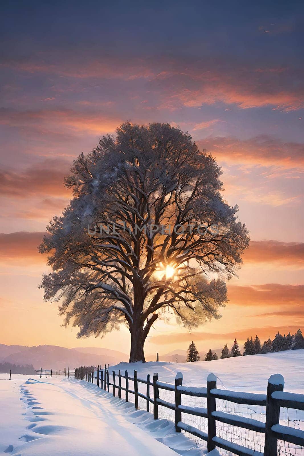 Beautiful winter landscape with frozen tree. by yilmazsavaskandag