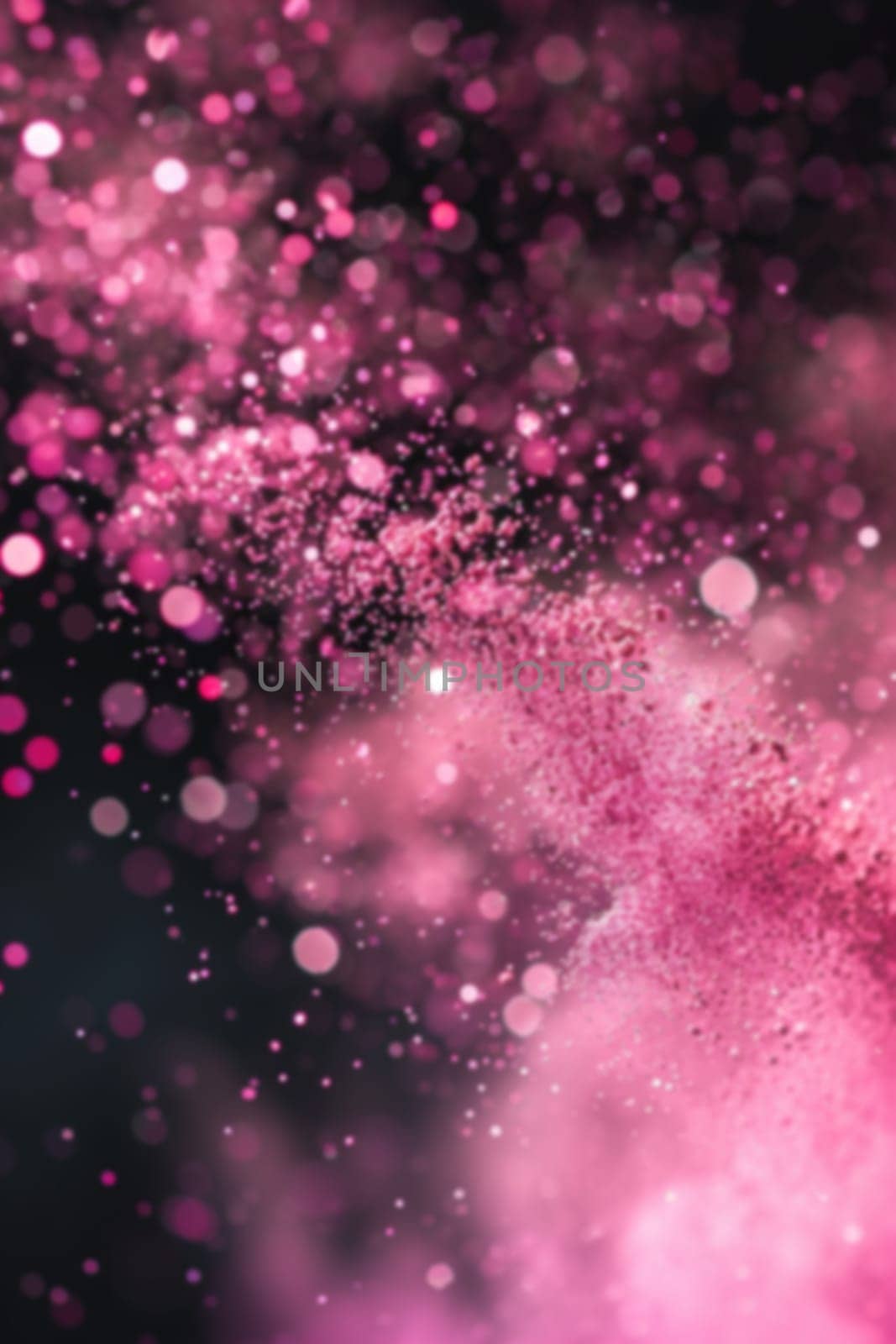 A mesmerizing pink glitter background with soft bokeh, perfect for beauty products, romantic settings, or festive designs. Abstract vertical backdrop with shiny particles. Generative AI. by creativebird