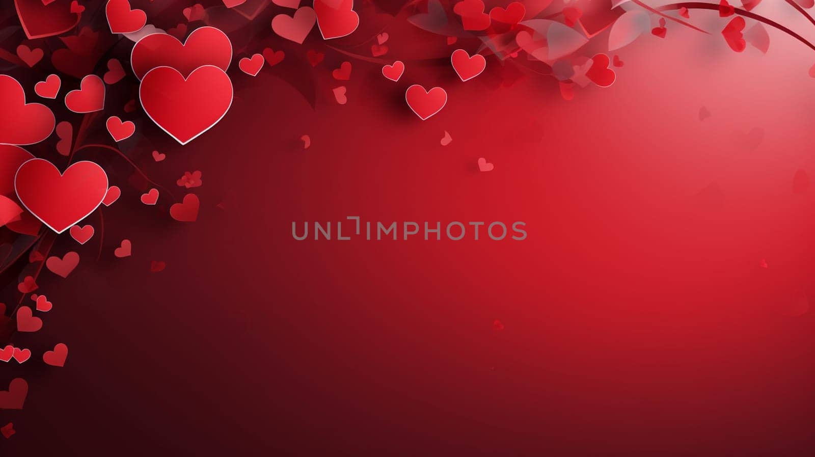 Beautiful red card with hearts. Love concept, Valentine's Day greeting card. Selective focus. Generative AI, by mila1784