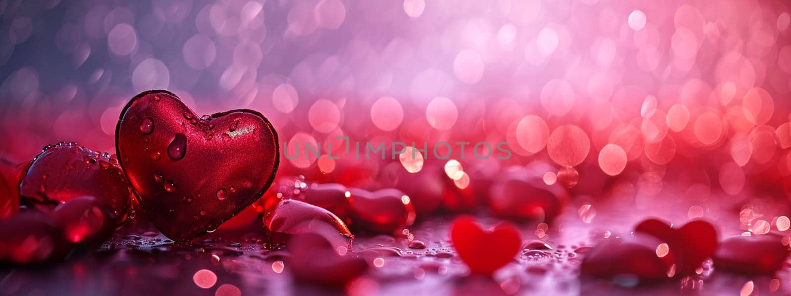 Beautiful red card with hearts. Love concept, Valentine's Day greeting card. Selective focus. holiday Generative AI,