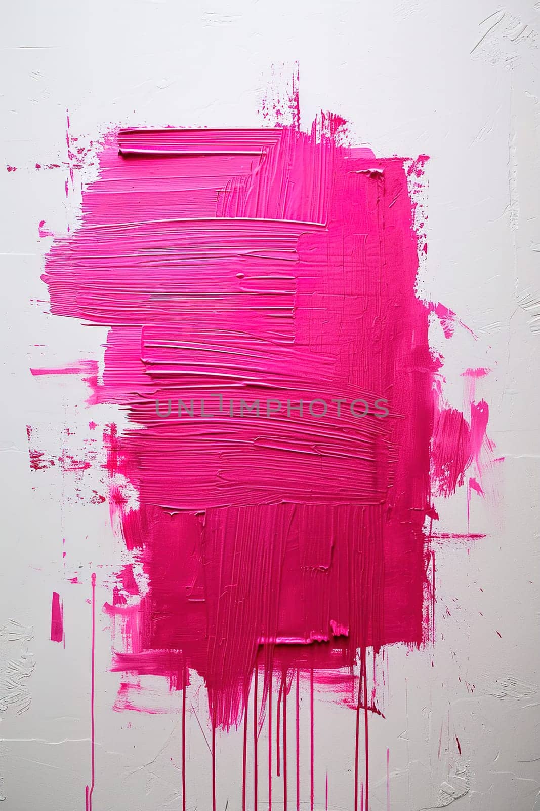 A vivid pink paint stroke creates a striking rectangular shape on a white background, providing an ideal space for custom messages or text in ads, promotions, or artistic displays. Generative AI. by creativebird