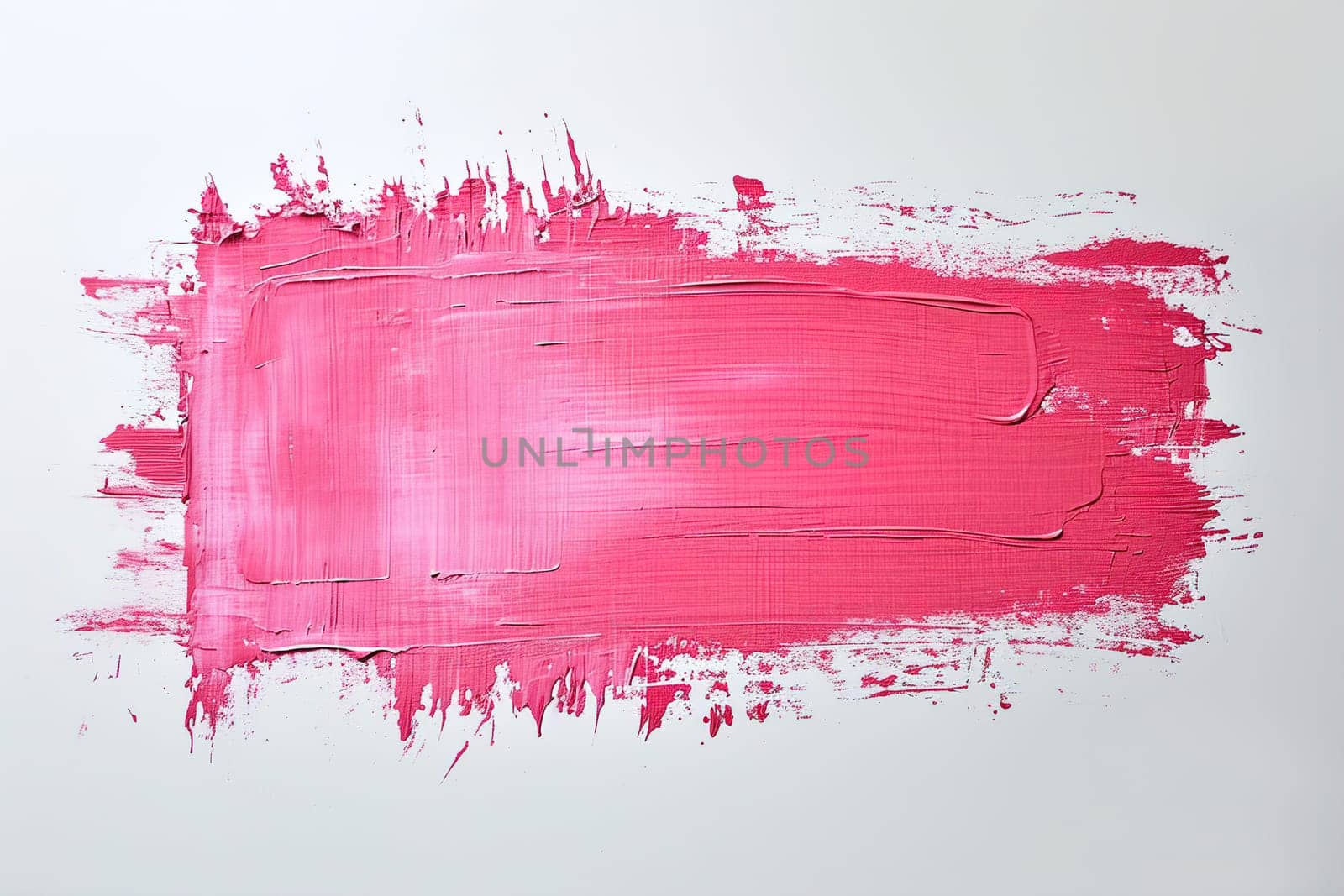 A vivid pink paint stroke creates a striking rectangular shape on a white background, providing an ideal space for custom messages or text in ads, promotions, or artistic displays. Generative AI. by creativebird