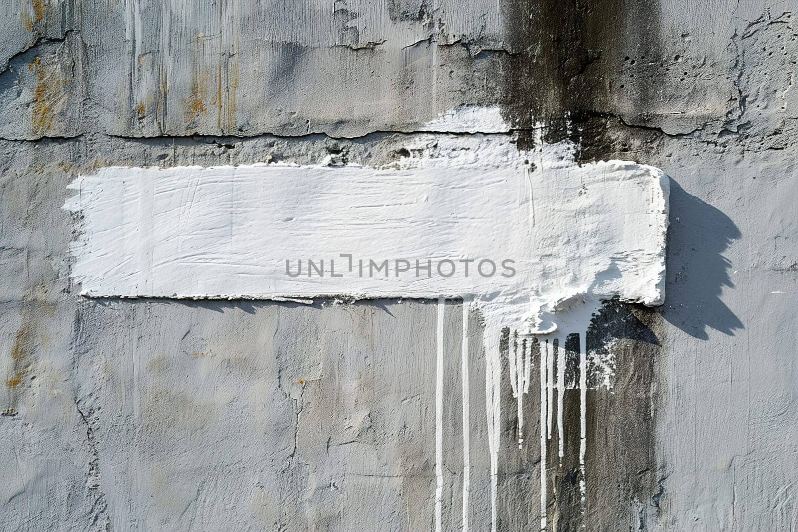 A striking white paint streak on a gritty concrete wall, with dripping details, perfect for urban-themed graphics, text overlays, or as a stark, statement-making backdrop. Generative AI
