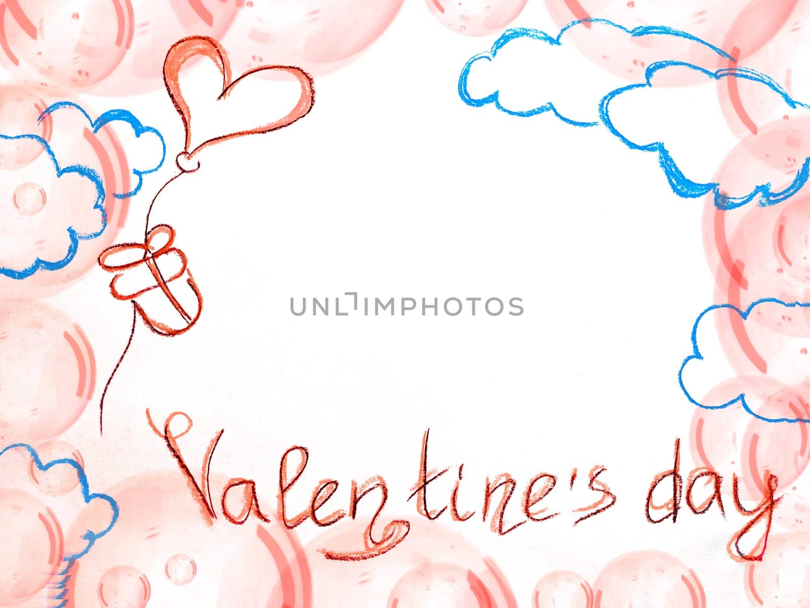 Valentine's day background with red hearts and and the inscription on pink and white place. Festive texture with copy space and place for text, Top view