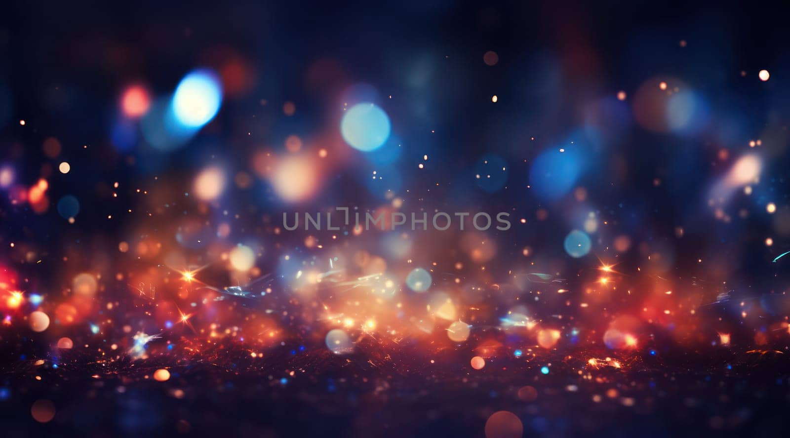 Christmas Glittering Night: Blue Abstract Bokeh in Magical Celebration by Vichizh