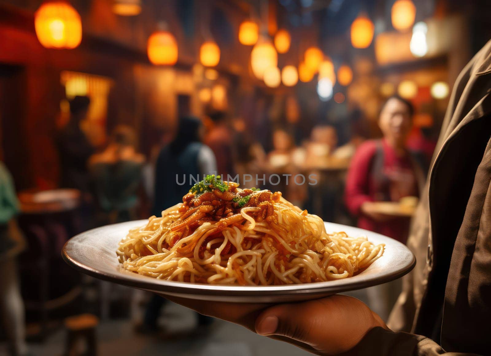 Delicious Asian Dish: Traditional Meal with Fresh Noodles, Chinese Sauce, and Gourmet Meat in a Tasty Closeup Bowl.