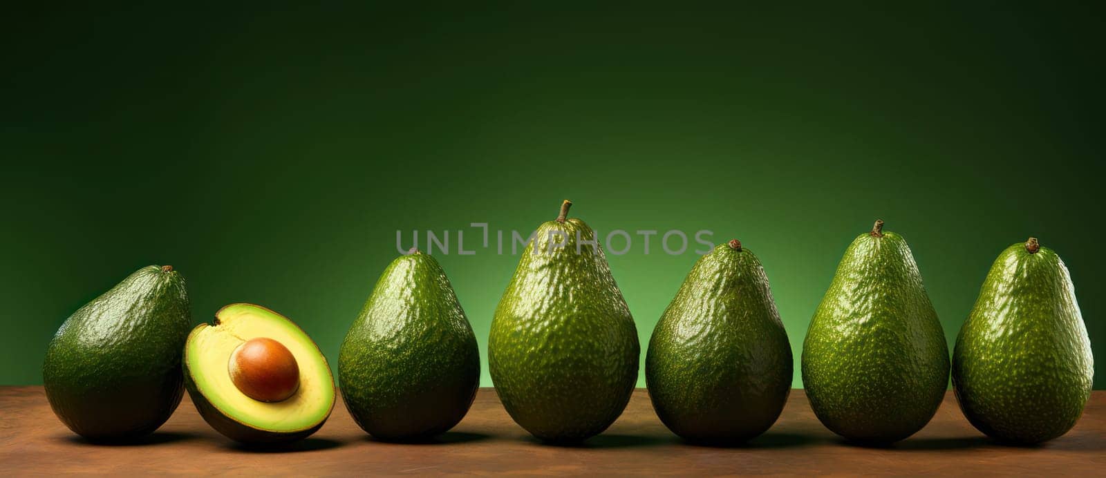 Fresh, Organic Avocado Slices on Wooden Table: Nature's Healthy Green Delight and Delicious Snack