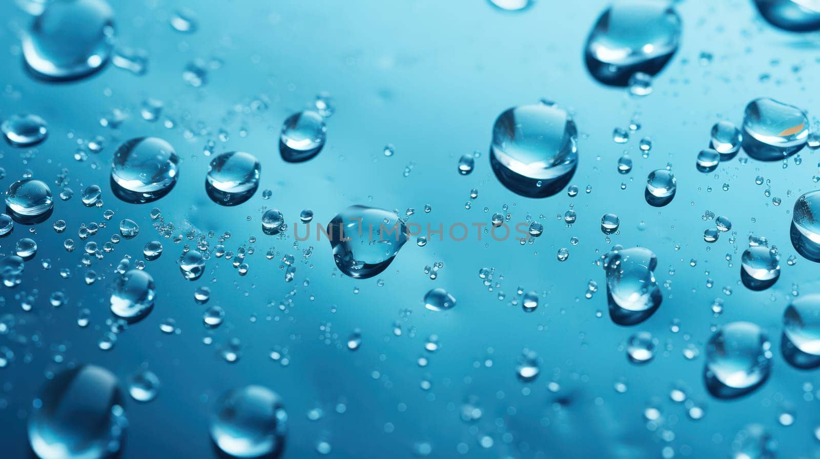 Refreshing Raindrop Ripples on Blue Water Surface: Abstract Liquid Macro Texture with Clear Droplets and Fresh Dew