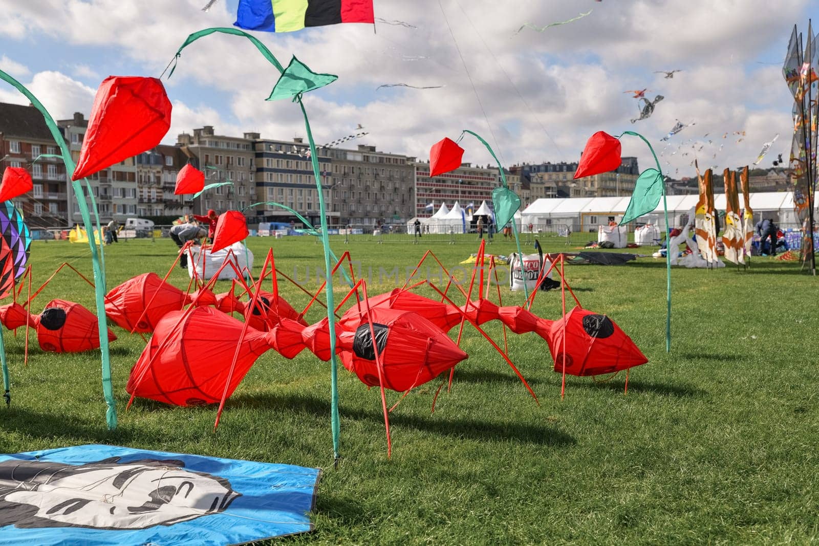 DIEPPE, FRANCE - SEPTEMBER 11, 2018: Red ants at the kite festival