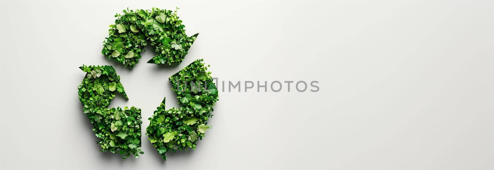 Recycle sign with green leaves. Biodegradable recyclable plastic free package icon. Bio recyclable degradable label logo template Copy space Space for text