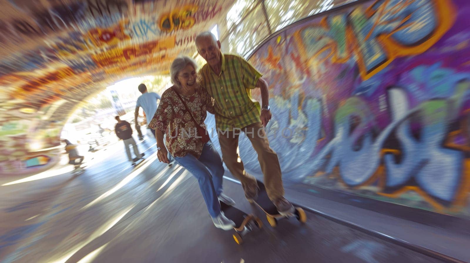 senior couple play in skateboard park pragma by biancoblue