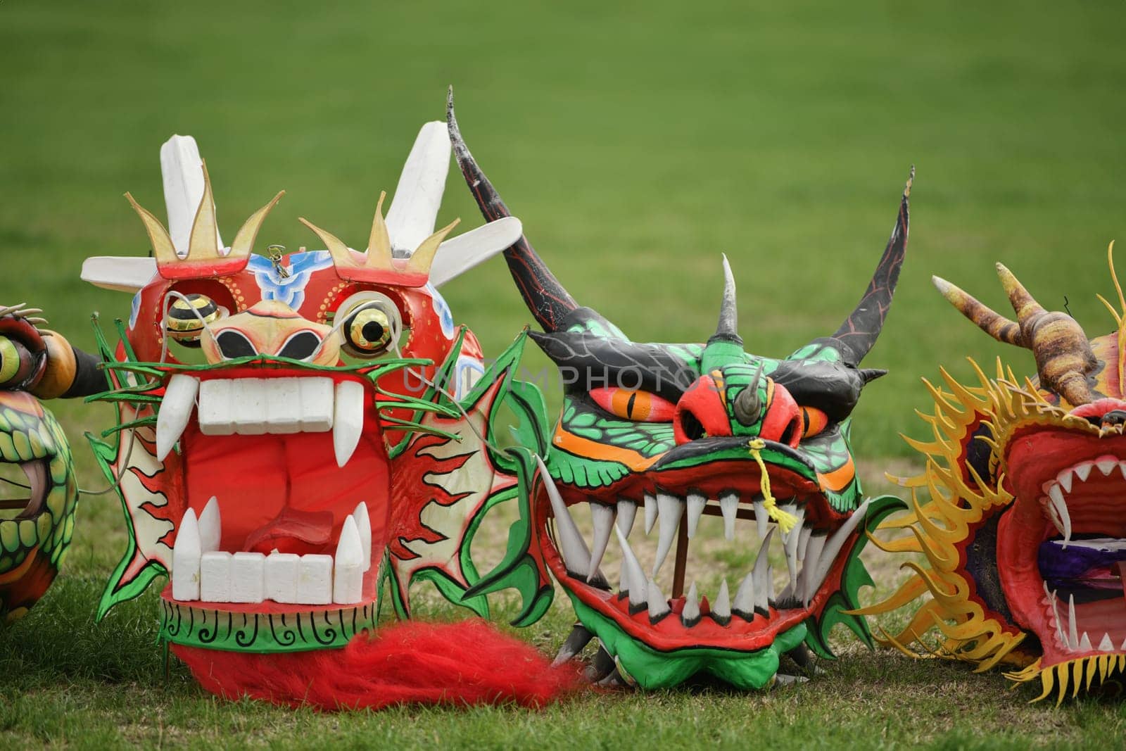 Heads of the toothy dragon kites