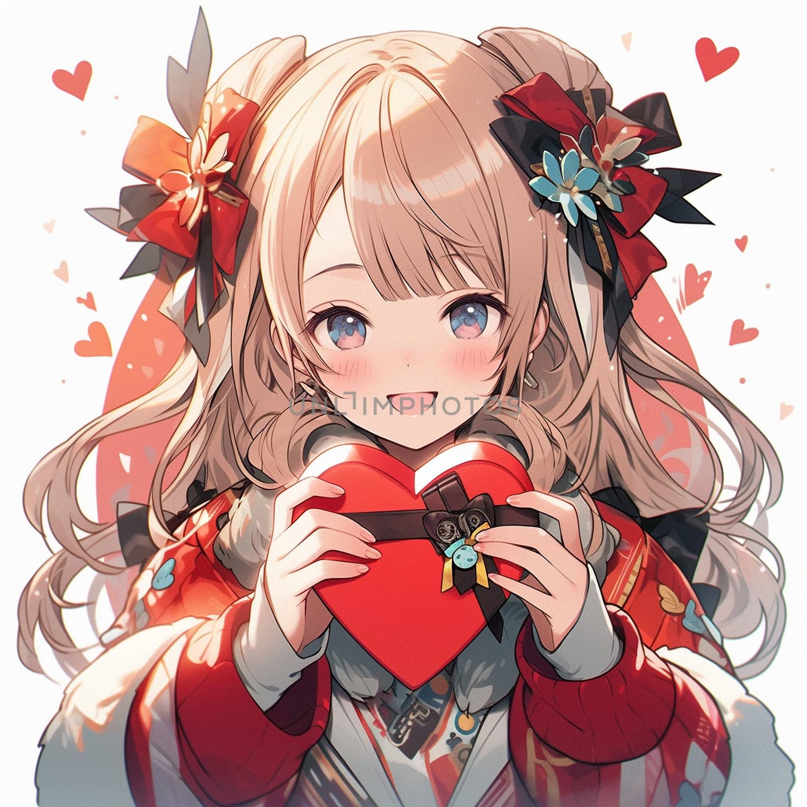 A beautiful girl full of love in the Anime style. A beautiful drawing for Valentine's Day by NeuroSky