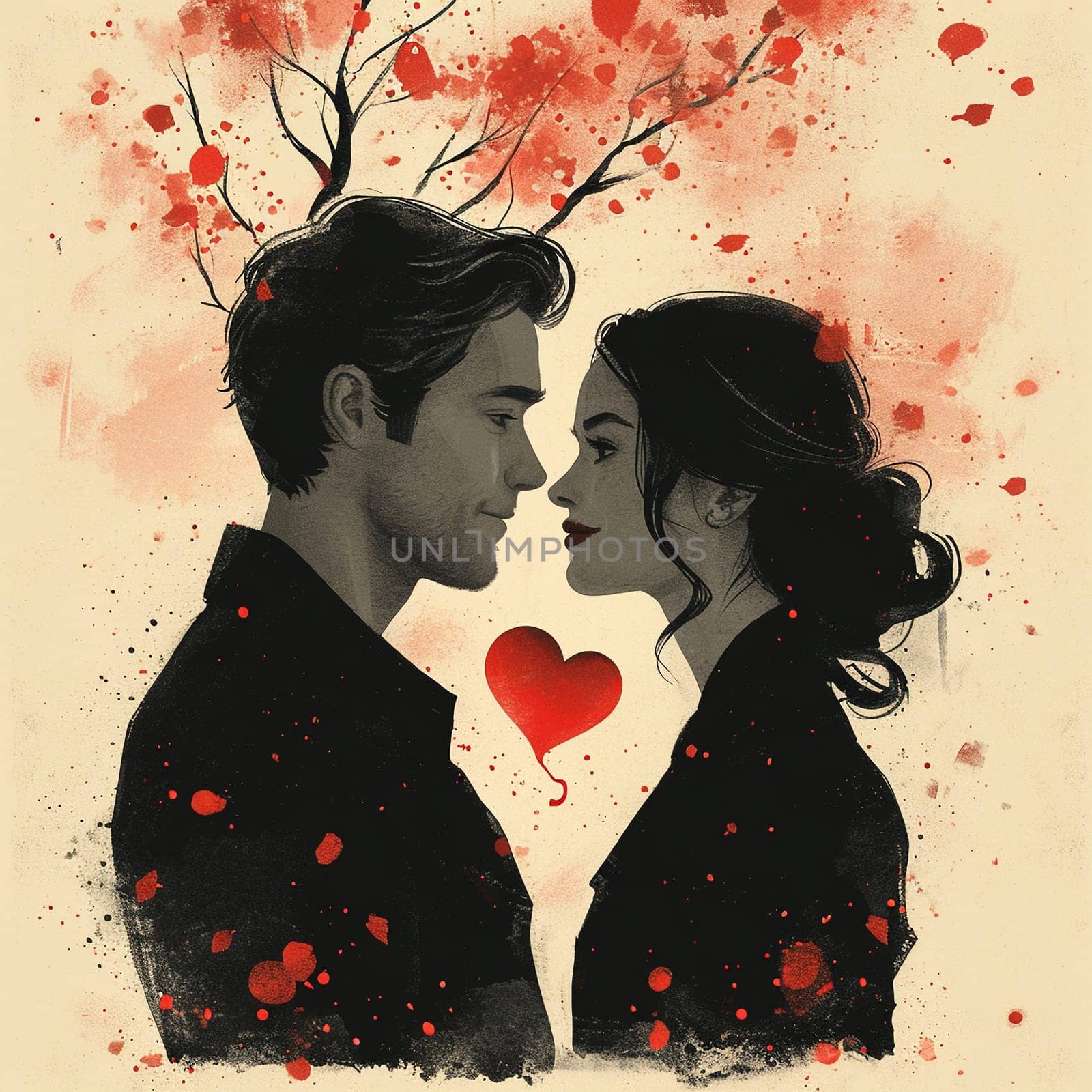 A beautiful drawing of a beloved couple. Valentine's day. High quality illustration