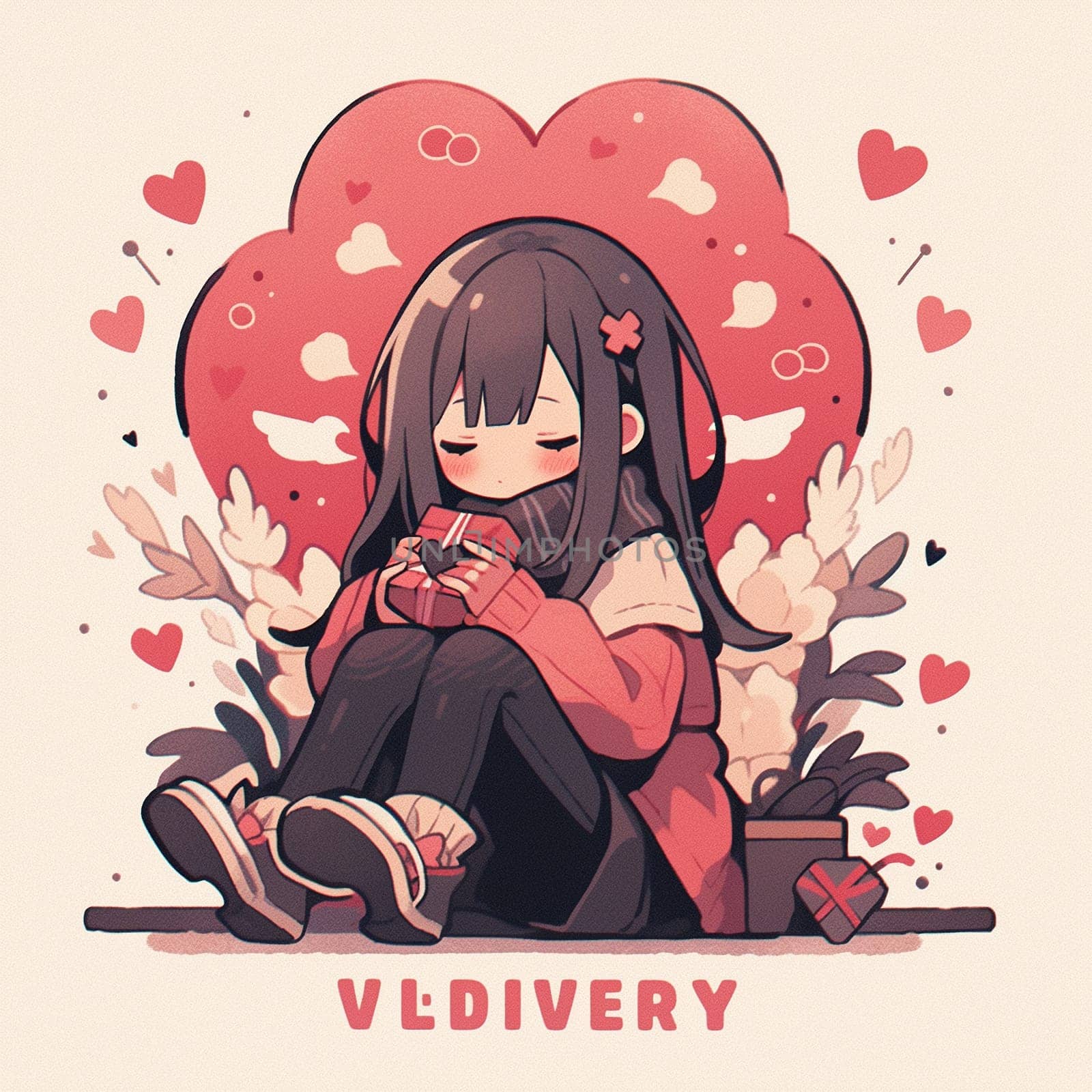 A beautiful girl full of love in the Anime style. A beautiful drawing for Valentine's Day by NeuroSky