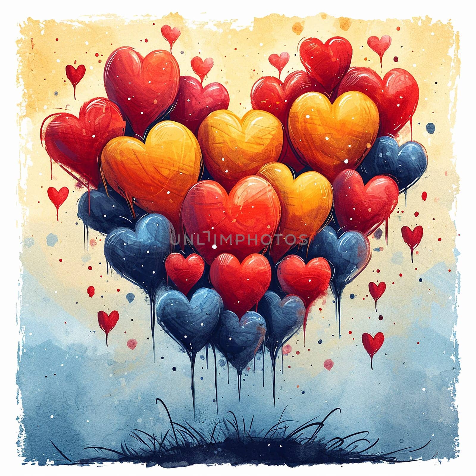 Colorful hearts pattern. Valentine's Day background. High quality photo