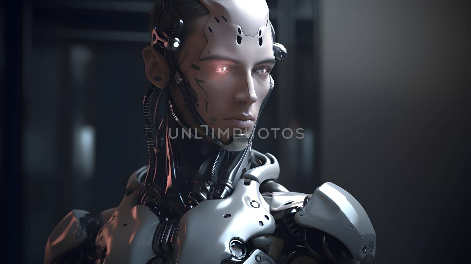 robot humanoid made of metal, generative ai by Chechotkin